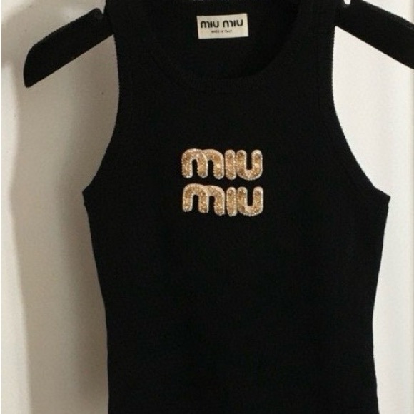 Miu Miu Tops - Miu Miu Black Tank Top size medium Size:L